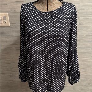 Ava & Viv Navy and White Patterned Blouse